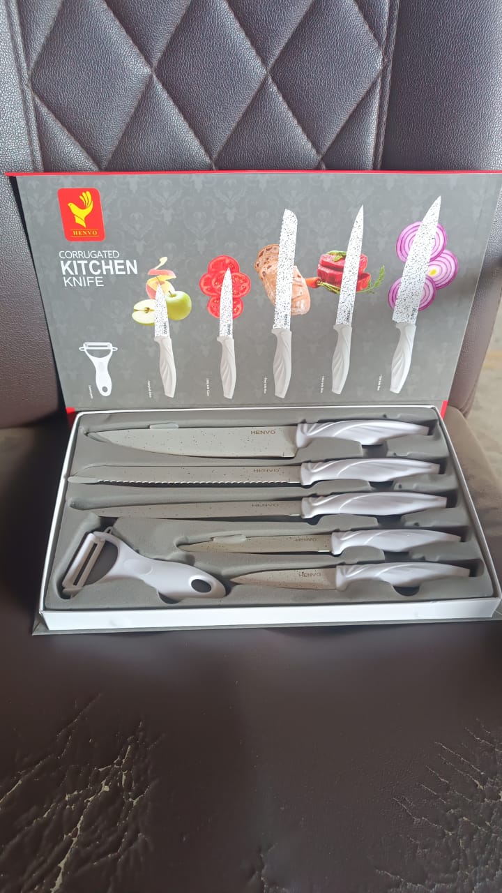 Marble Coated Stainless Steel Kitchen Knife Set (6 Pc)