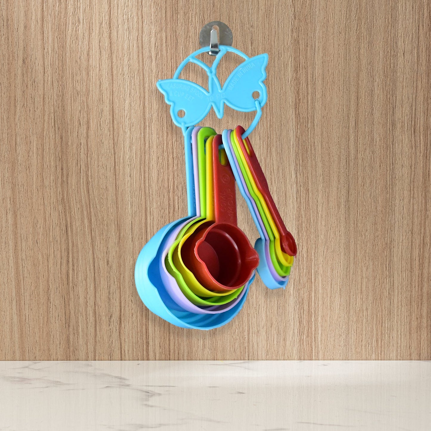 10Pcs Plastic Measuring Spoons and Cups Set for Home Kitchen Cooking.