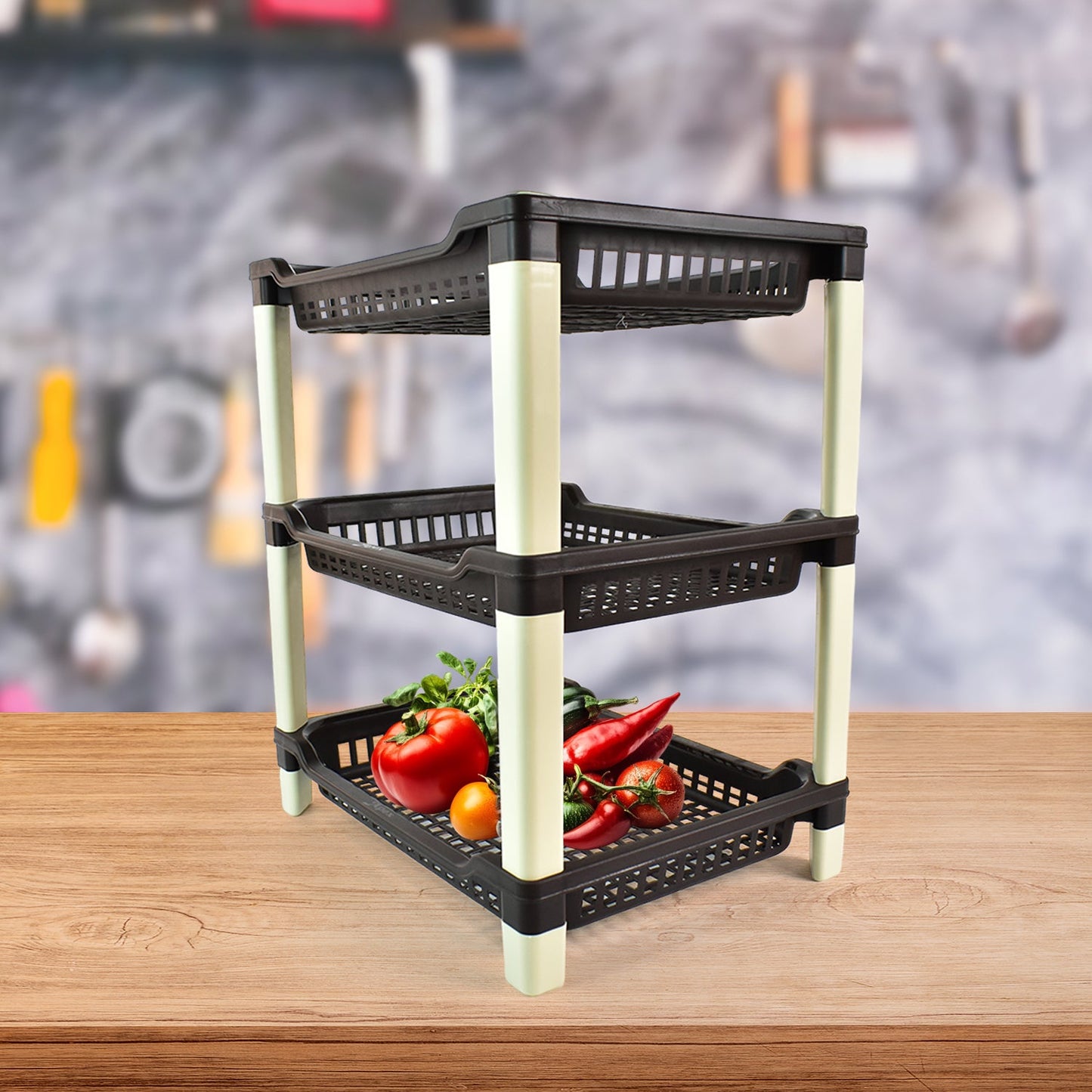 Apex Big Multi use Plastic Storage Rack – 3-Tier (1 Pc)